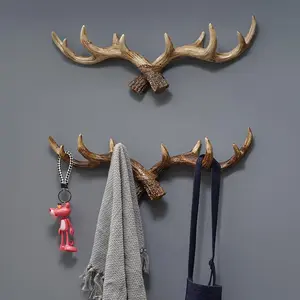 Deer Antler Christmas Wall Hook, Home Organizer Hook, 1 Count Rustic Wall Mounted Hanger for Clothes, Towels, Scarves, Antler Decor for Home Living Room Bedroom