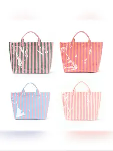 Women's Striped Casual Shoulder Bag, Casual Trendy Bag, High-Value Lightweight Handbag, Large Capacity Travel Commuter Bag, All Season Use