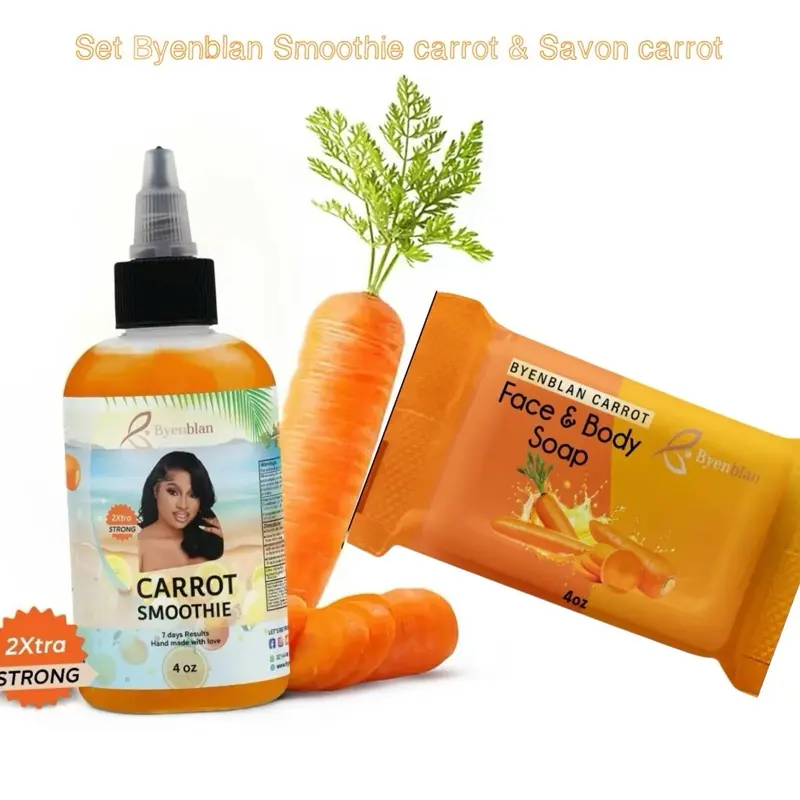 BYENBLAN 2-Piece Carrot Body Care Routine Set - Cleansing Smoothie Cleanser & Soap Bar, Daily Shower Pack for All Skin Types, Daily Shower Routine, 10G, Body Care Pack, Honey, Also Includes A Soap, Includes A Smoothie Carrot, Contains Neither