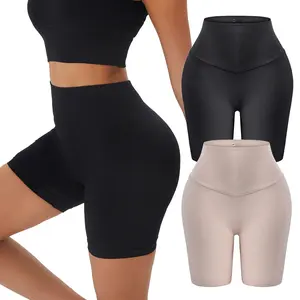 Women's 2PCS Solid Color High Waist Gym Shorts Biker Shouts Athletic Workout Shorts Yoga Gym Exercise Supportive Compression Leggings Biker Shorts
