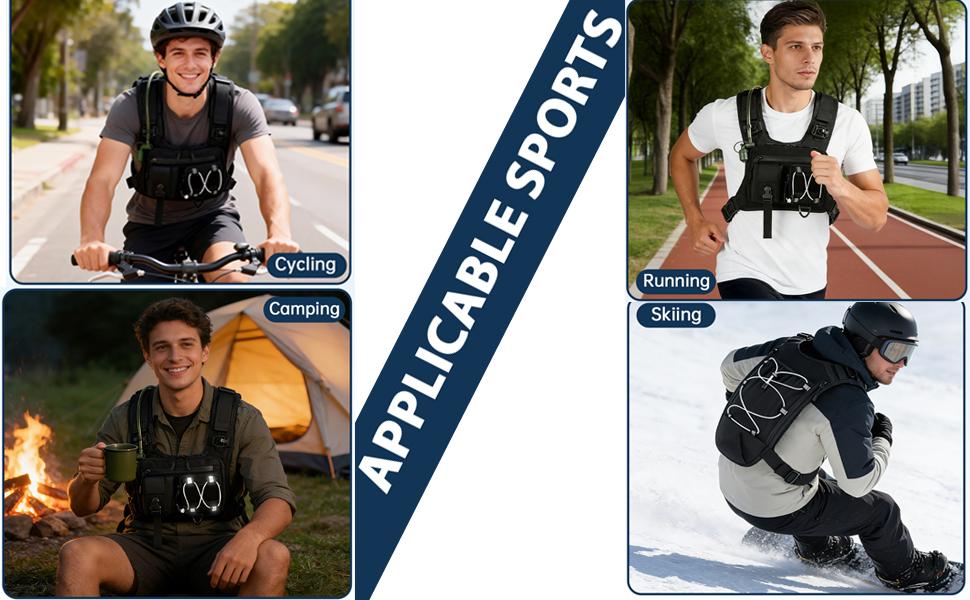 Sling Vest Chest Bag with 2L Water Bladder Gear Holster Running Vest Hydration Backpack Lightweight Adjustable Daypack Reflective Bag for Hiking Running Cycling Race Marathon for Women Men