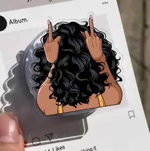 Slay Black Girl Phone Grip, Black No Sugar No Cream Pop Socket, Gift For Her, Phone Accessory, Kindle Holder