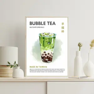 Green Tea Bubble Tea Poster, Bubble Tea Print, Matcha Poster, Matcha Tea Print, Japanese Poster, Asian Food Art, Drink Art, Unframed