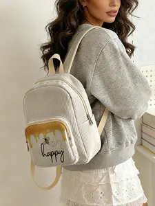 Women's Bee Pattern Backpack, Casual Style, Lightweight & Durable Design, Perfect for Daily Use, All-Seasons Ready