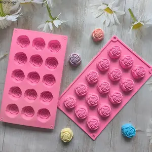 15-Cavity Rose Silicone Mold + 2 Mini Flower Molds