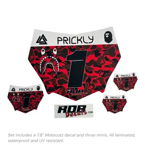 MotoCutz Style Number Plate Decal — Red Designer Camo