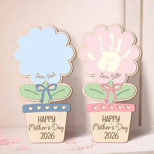 Custom Handprint Wooden Sign: Childs Handprint Flower Sign, Handprint Flower Gift for Mom, Mothers Day Gifts from Kids