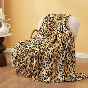 Leopard Print Fuzzy Blanket Throw for Bed & Couch - Thick Soft Warm Fleece Blankets for Room Decor, for , Women Men Girls, Brown  60"*80"