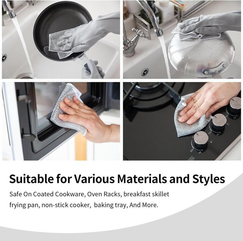 20 Pieces Multipurpose Wire Miracle Double Layer Cleaning Kitchen Pack Exfoliating Mesh Sponge Dishwashing Set Non-Scratch Durable Reusable