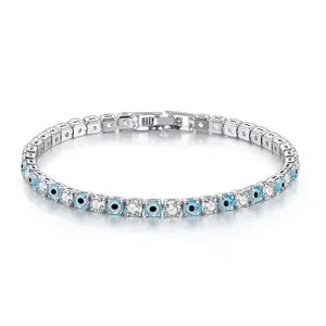 Evil Eye Couple Bracelet – Blue Eye Rhinestone Matching Bracelets, Protective Aesthetic Jewelry for Couples, Everyday Wear & Gift Idea