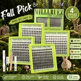 4 Nature Styles Lash Cluster Box Set - Cat, Deer, Fairy, Bunny Lash Clusters with Plush False Eyelashes & Adhesives, All-Inclusive for Beginners, Easy DIY at Home, #BackToSchool,familyfun