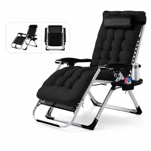 Zero Gravity Chair Recliner, Folding Patio Lounge Chair with Cup Holder Tray, Padded Removable Cushion, Adjustable Reclining Camping Chair for Indoor Outdoor Lawn Garden Pool Beach