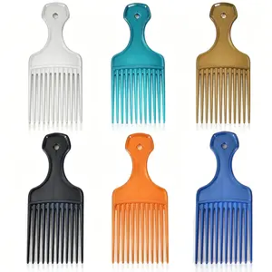 6 Pcs Hair Pick Comb Wide Tooth Lift for Hair Styling Detangling, 6.3 Inch Plastic Afro Pick for Women Men Curly and Afro Hair