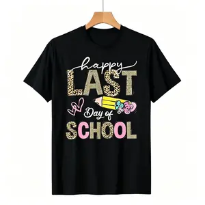 Last Day of School Leopard Tee  | School’s Out Fit | Happy Last Day of School Shirt  | Cute Leopard Print Tee,Father's Day Gift T-Shirt