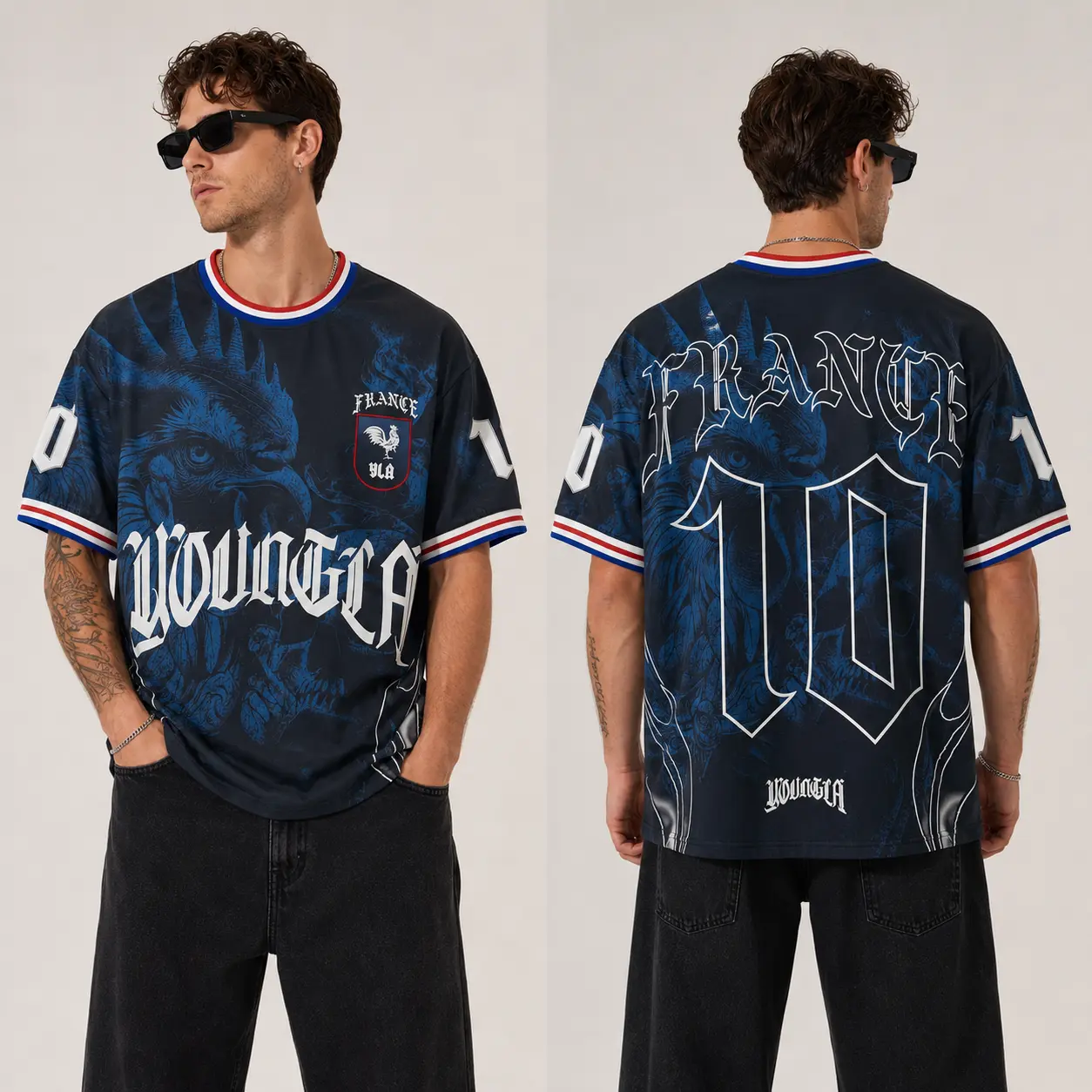 France Inspired Soccer Jersey Shirt Number 10 Gothic Football Fan Tee Unisex Sports Top