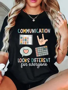 100% Cotton Communication Looks Different For Everyone SPED Teacher ASD T-Shirt