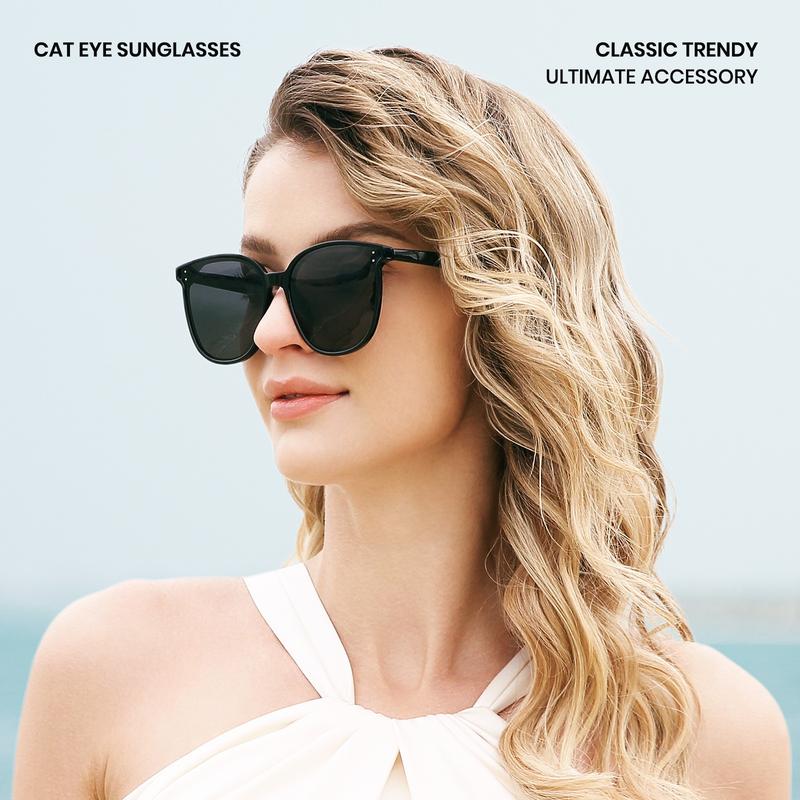 Cyxus Classic Oversized Black Frame Circular TAC Lenses Polarized Sunglasses Fashion Sunglasses Pop Korea Star Same Style Shades For Unisex Shades Birthday Gift - 1902