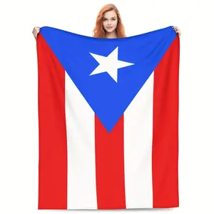 Puerto Rico Flag Printed Adult Blanket Four Seasons Flannel Fleece Blanket Soft Warm Plush Blanket Sofa Bed Camping Travel Theater Ideal Flag Gift And Holiday Gift Puerto Ricans