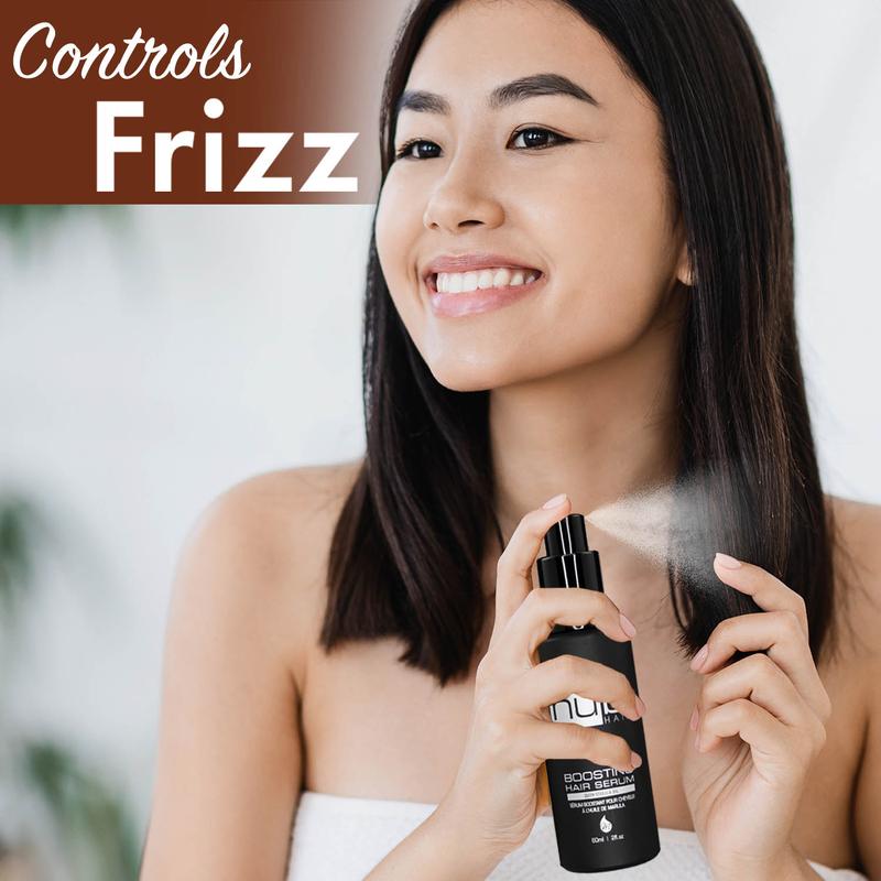 Nubi Marula Anti-Frizz Serum – Smoothing serum for dry hair repair, moisturizing, shine, and hydration with Vitamin E and Aloe Vera.