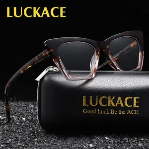 Luckace Men's Cat Eye Fashion Bifocal Glasses, Dual Color PC Lenses, Ultra-Thin Comfortable Nose Pads, Ideal Gift with Brand Packaging