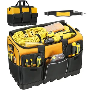 Tool Bag, 20-inch Tool Organisers, 600 Large Tool Bag for Home DIY & Equipment Storage, Yellow and Black