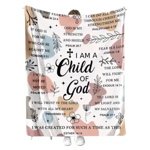Floral & Letter Pattern Blanket Soft Warm Throw for Home Office Travel Slogan Print Flannel Machine Washable Air-conditioned Room Blanket