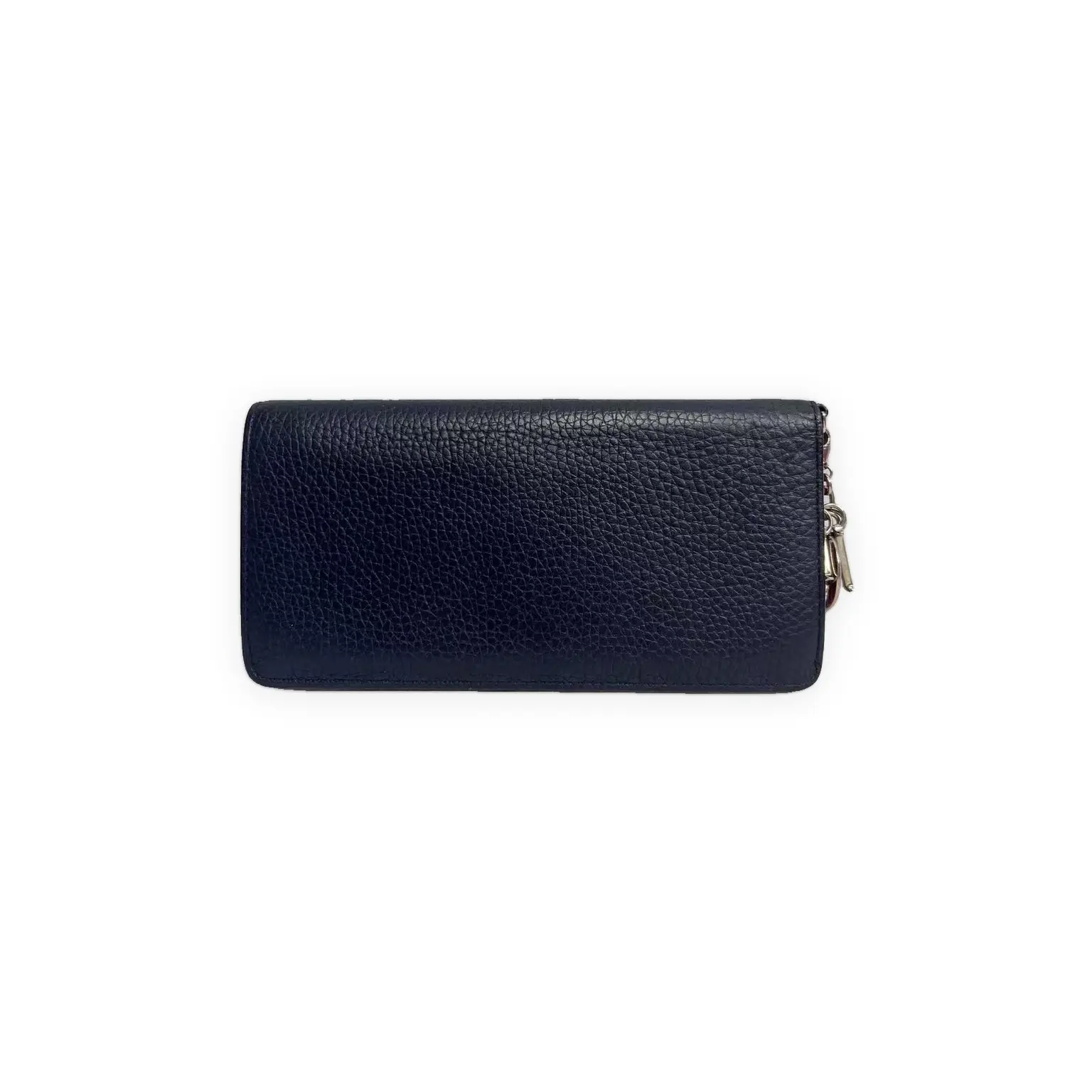 Pre-owned Dior Pebbled leather Small Leather Goods Bi Fold Wallet Black Very Good S014260516071