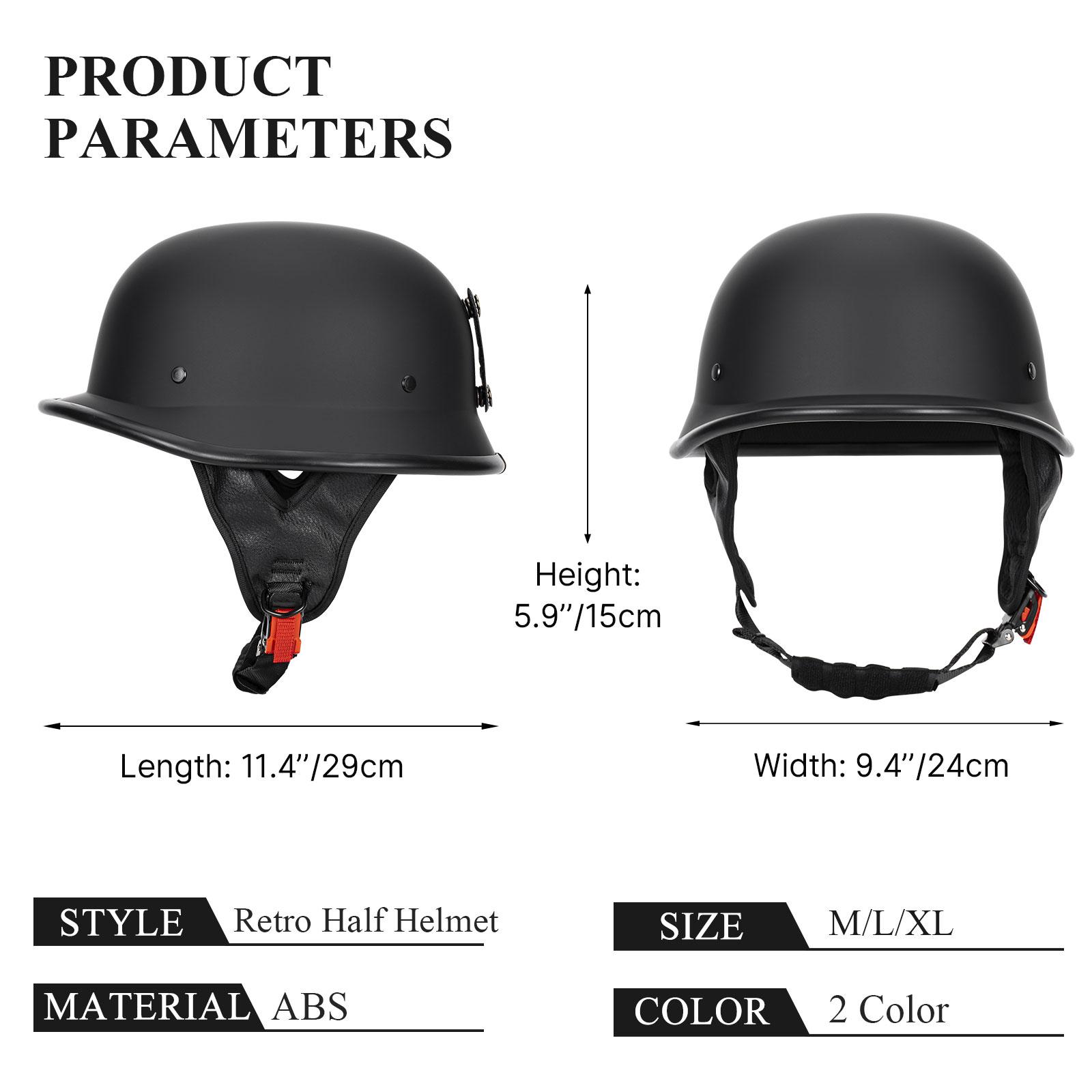 DOT Certified Vintage Open Face Motorcycle Helmet – Lightweight German Style Half Helmet for Cruiser Scooter Riders