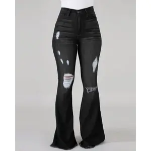 Bell Bottom Jeans for Women Ripped High Waisted Classic Flared Pants