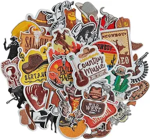 Patches - Western Cowboy Iron on Patches, Embroidered Iron on/Sew on Decorative Applique Patches for Clothing, Backpacks, Hats, Jeans, DIY Accessories. Pack of 30