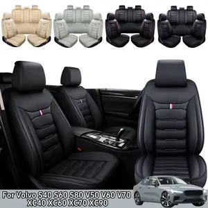 For Volvo S40 S60 S80 V50 V60 V70 XC40 XC60 XC70 XC90 Car 5 Seat Covers with Storage Bag, Premium Leather Front & Rear Full Set Seat Covers Cushion Protector Pad Mat Non-Slip Waterproof, Split Rear Benches Auto Interior Decoration Accessories