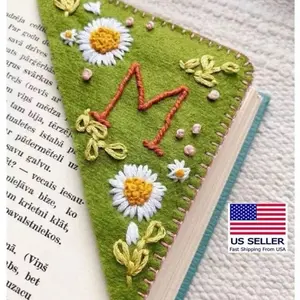 Personalized Hand Embroidered Corner Bookmark - Shipping from USA