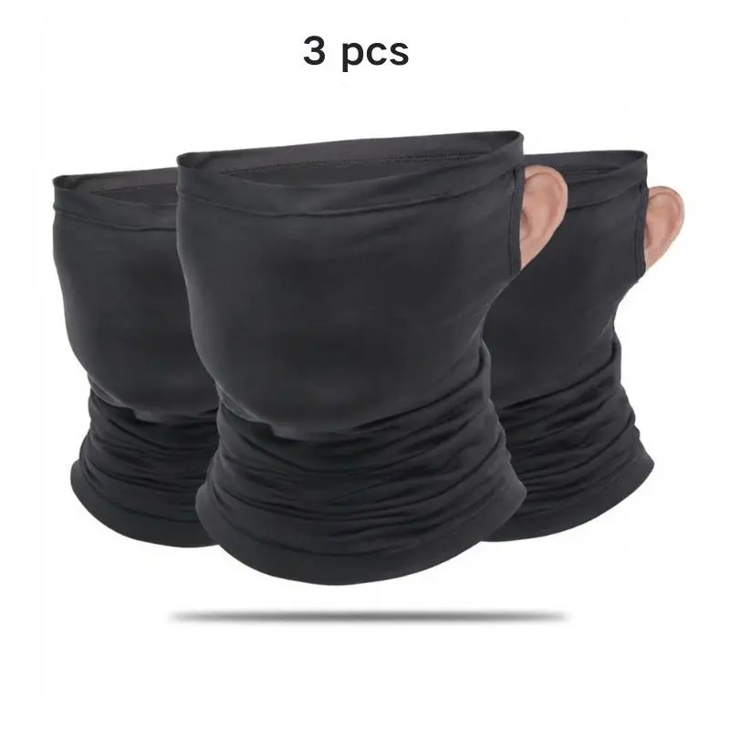 Yeomoo 3Pcs Cooling Neck Gaiter with Ear Loops - Breathable Face Mask for Fishing, Cycling & Hiking - Dust & Wind Protection, Stay-In-Place Design