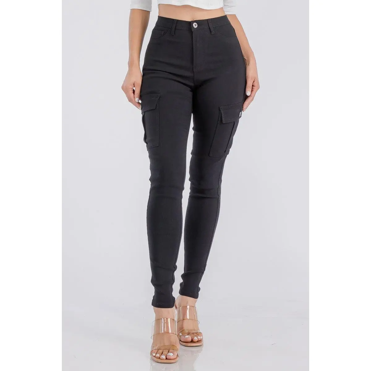 High Waisted Super Strech Cargo Skinny Pants