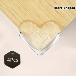 4 Heart-Shaped Transparent Table Corner Protectors, Durable PVC Safety Edges, Modern Decor, Sharp Edge Protection, Home Office Furniture