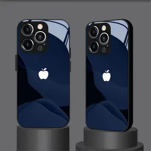 An iPhone case with navy blue gradual change apple pattern, Suitable for iPhone 11, 12, 13, 14, 15, 16, 17 PIUS, Pro, and Promax