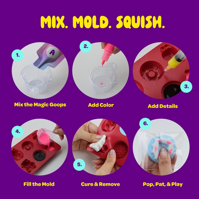 Taba Squishy Making Craft Kit Sticky Cookie Squishy Fidget Toys DIY Taba Squishy 6 Unique shapes Squishy panda, Squishy cookie, Squishy Bunny,  Glow In the dark