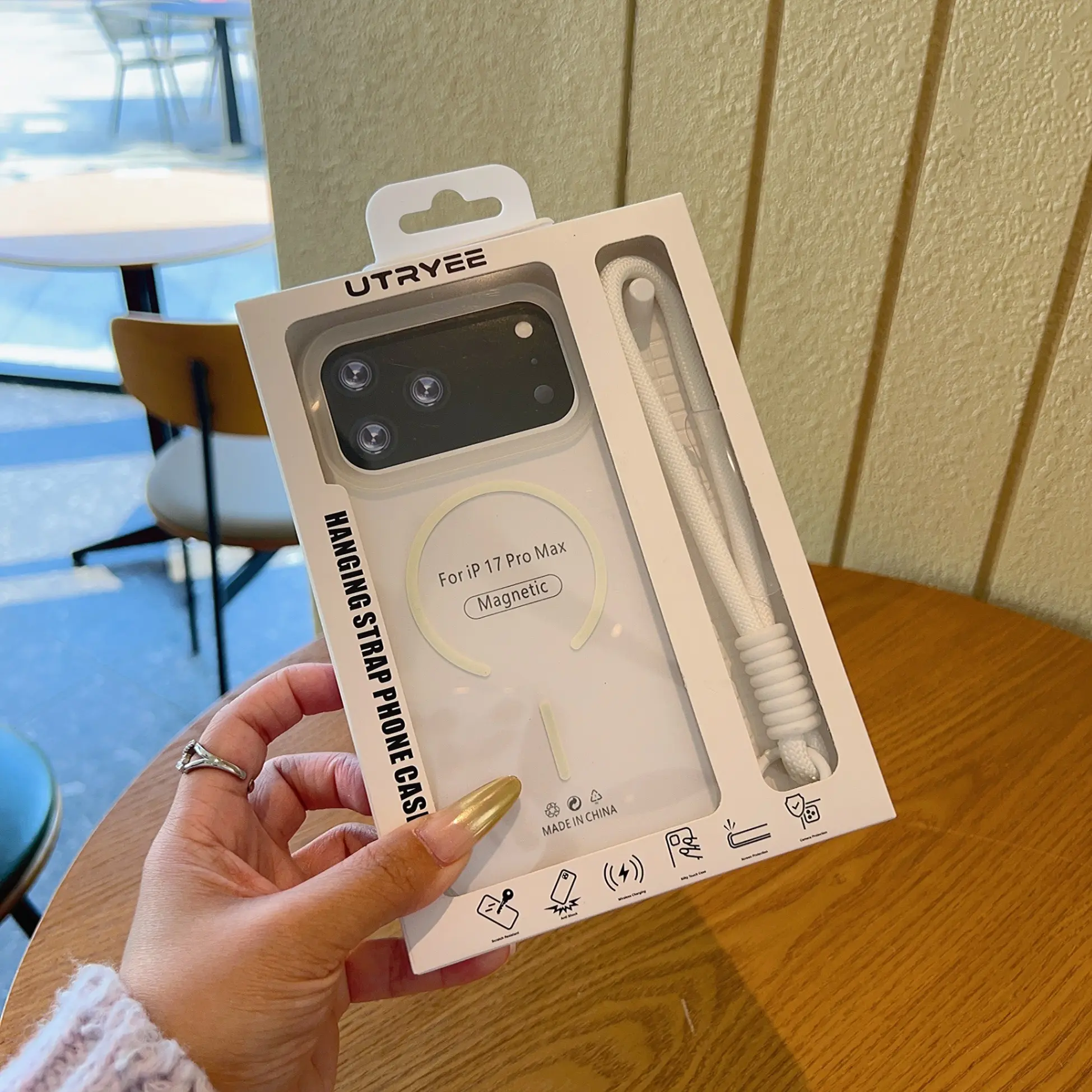 White with lanyard and packaging