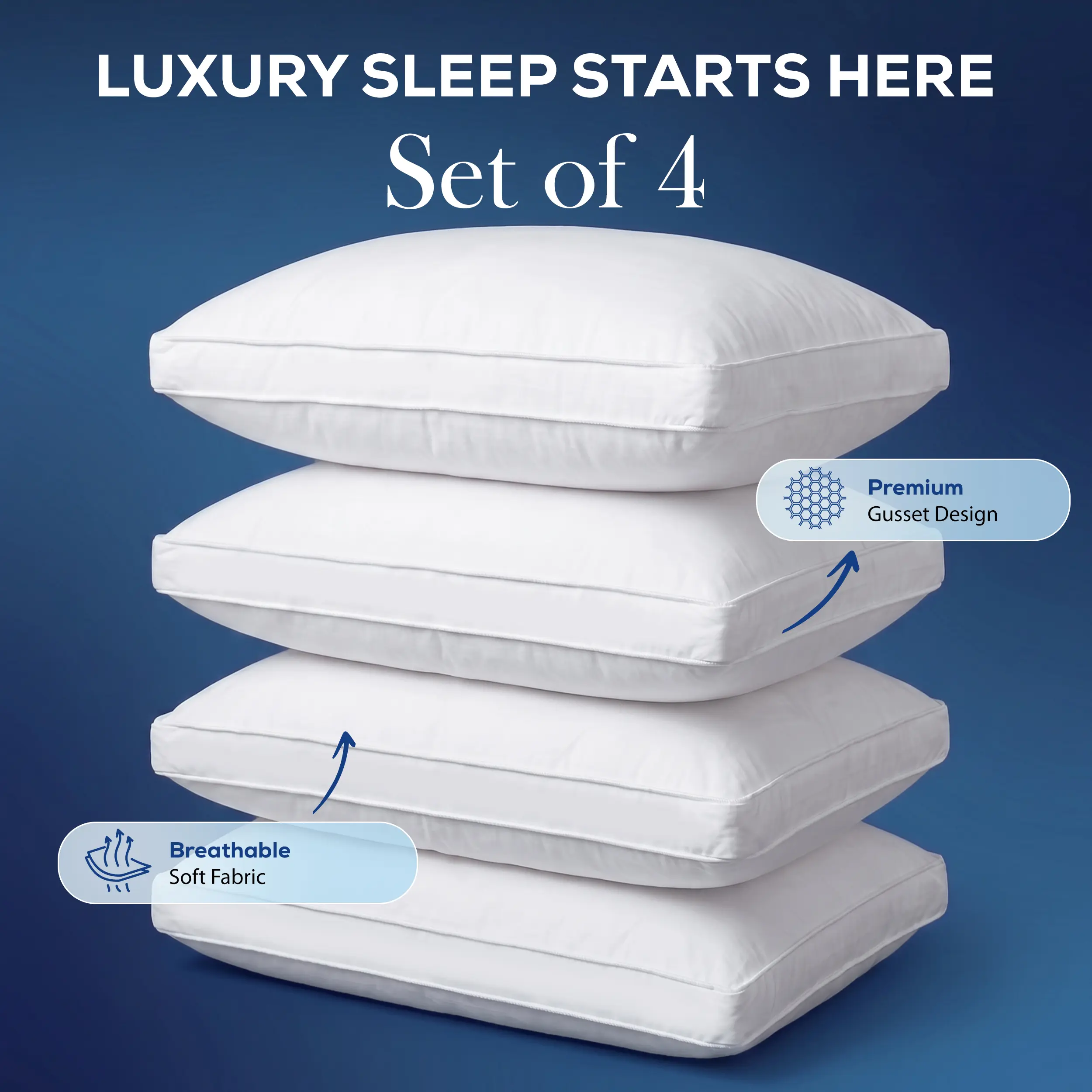 Utopia Bedding Gusseted Bed Pillows (4 Pack) - Hotel-Quality Cooling Home Decor Pillows for Side, Back Sleepers - King/Queen Size, White Utopia Bedding Gusseted Bed Pillows (4 Pack) - Hotel-Quality Cooling Home Decor Pillows for Side, Back Sleepers - King/Queen Size, White