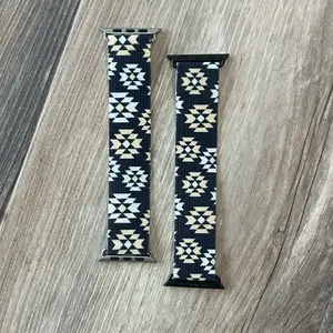 Black Aztec Handmade Elastic Watch Band for Stylish and Convenient Wear - High-Quality Material, Versatile and Functional