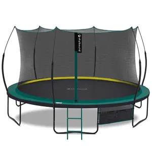 6/8/10/12/14FT Springless Trampoline with Bungee Cords, No-Gap Zipper, Anti-Rust Coating, 330 lbs Max Weight, Home Workout, 5-Year Warranty