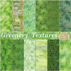 Scrapbook Paper,24 Sheets 6"x 6" Vintage Scrapbook Supplies,Single-Sided Pattern Decorative Cardstock Paper for Junk Journal,Card Making,DIY Album, Art Journaling,Decoupage Craft,Green Grassland