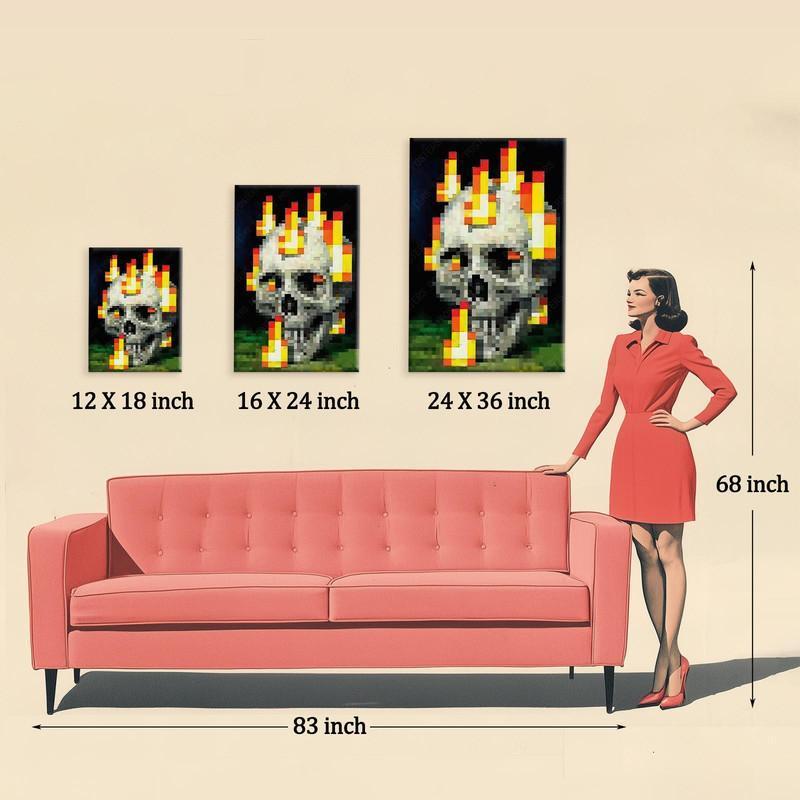 Minecraft Posters Burning Artistic High-Quality Print,Game posters,Anime posters,Vibrant Colors Rustic Charm Stunning Visuals Trendy Funny Wall Art Dorm Room Decor Pixel Art for MC Fans - Decoration Items