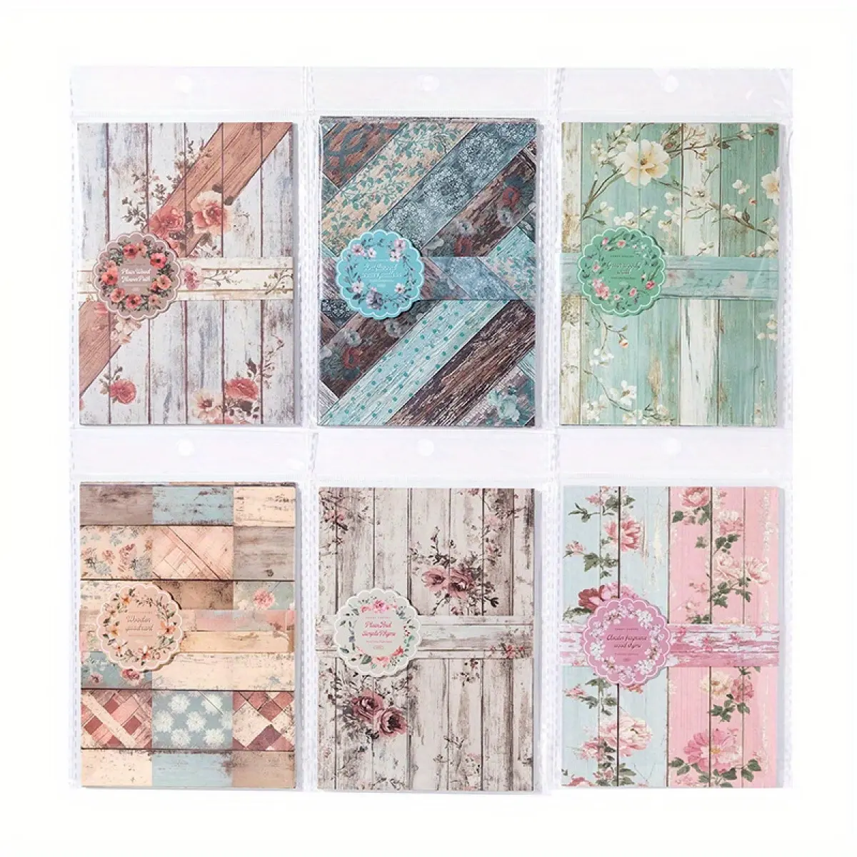 180 sheets of retro material paper in wood colour with a flower theme, white kraft paper material, retro style DIY notebook decoration, scrapbook material paper.