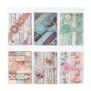 180 sheets of retro material paper in wood colour with a flower theme, white kraft paper material, retro style DIY notebook decoration, scrapbook material paper.