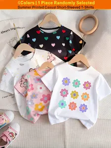 4Colors T-Shirt Available, One Random Piece Sent, 1pc Sent, Cartoon Fashion Print, Spring and Summer, Casual Wear, Casual Clothing, Cute Designs, Trendy Fashion, Comfortable Materials, Durable, Fashionable T-shirts, Youthful, Apparel, Funny Graphic Tee