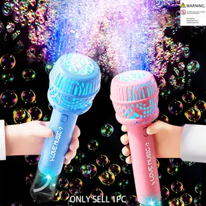 Handheld Automatic Bubble Blower, Creative Microphone Bubble Machine, Summer Outdoor Interactive Bubble Maker, Requires 4 Aa Batteries