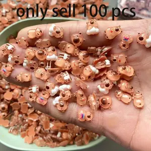 100pcs Mini Capybara Decorations Animal Ornaments, Lightweight Resin Crafts for Nail Art Desk Decor - Perfect Christmas