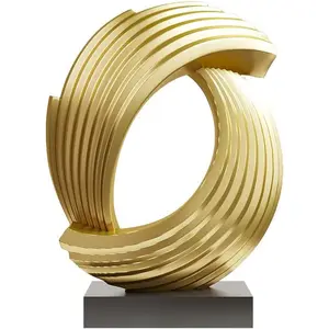 Golden Wave  Origami Statue Modern Abstract  Decoration Emphasizes Abstract Office Desk Carving Table Family Bedroom Living Room Garden Office Golden Stripe Decoration (B)