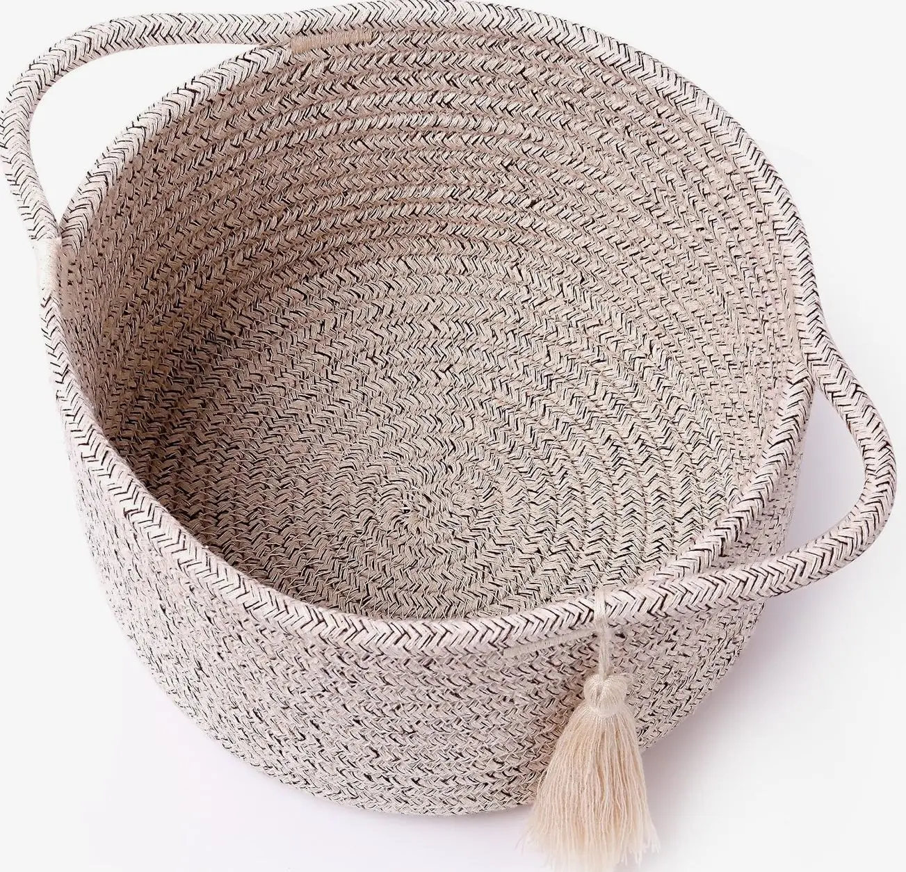 Small Gift Basket Empty to Fill, Gift Bag & Ribbon, Natural | Cute Decorative Mini Woven Rope Basket with Handles for Gifting;